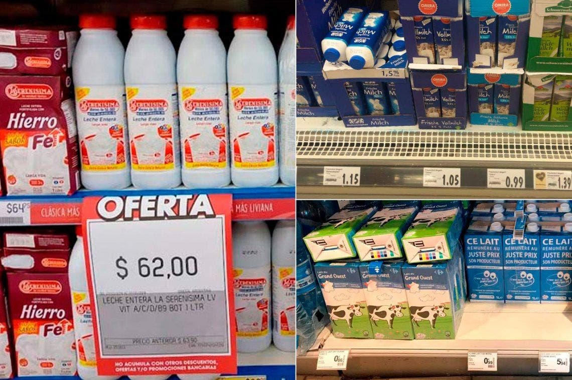 La leche es más cara en Argentina que en Europa y Estados Unidos